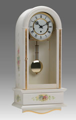 Regulator Clock-Vienna Clock 425_3 lacquered white with gold leaf and decoration, Westminster Mechanism on rod gong